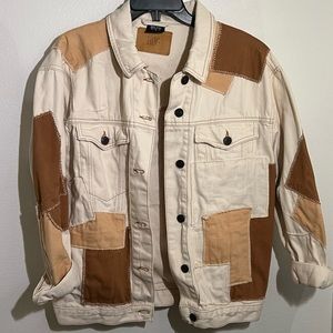 BDG White Denim Jacket with Patchwork - Size Small